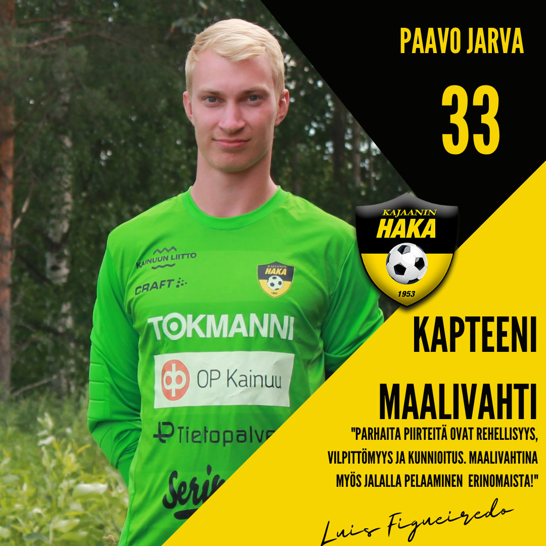 Pelaajaesittelyssä edustusjoukkueen kapteeni ja maalivahti Paavo Jarva #33