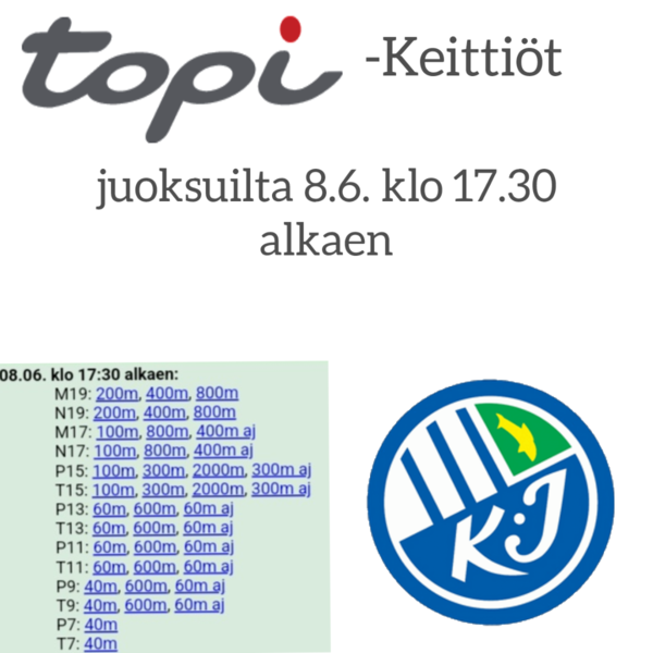 Topi-Keittiöt juoksuilta 8.6.