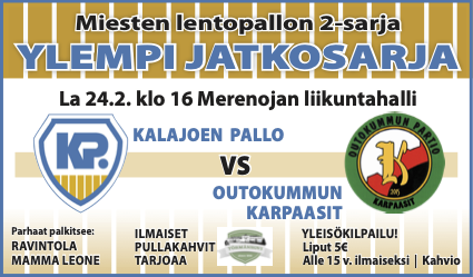 K-Pallo vs Outokummun Karpaasit La 24.2. klo 16.00.