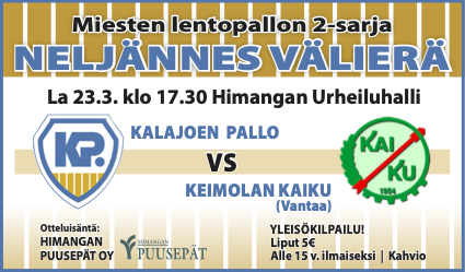 K-Pallo vs. Keimolan Kaiku La 23.3. klo 17.30.