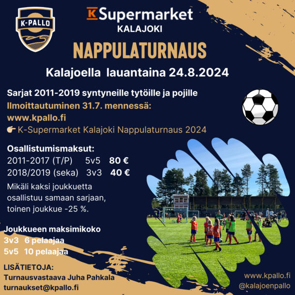 K-Supermarket Kalajoki Nappulaturnaus 2024. Lauantaina 24.8.