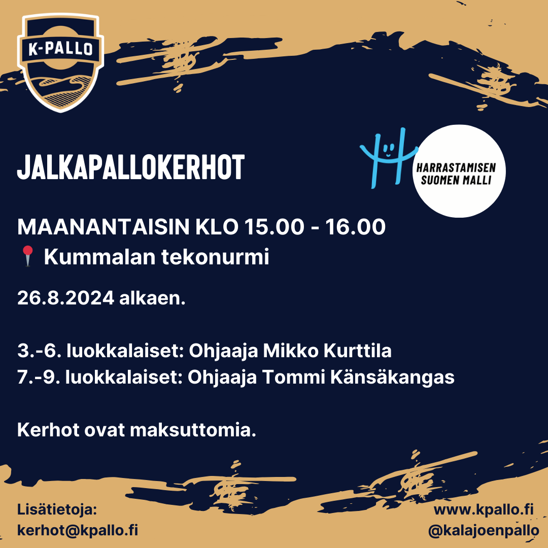 Harrastamisen Suomen Mallin jalkapallokerhot alkavat!