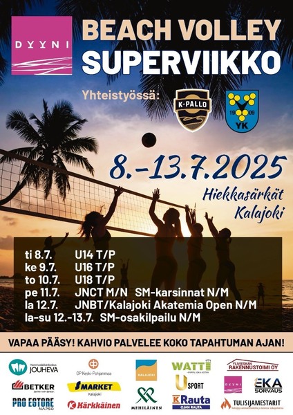 Beach volleyn superviikko Kalajoella 8.-13.7.2025.