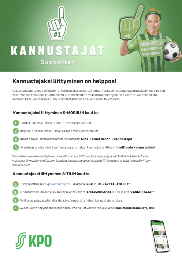 Tue K-Palloa KPO:n Kannustajat-ohjelman kautta.