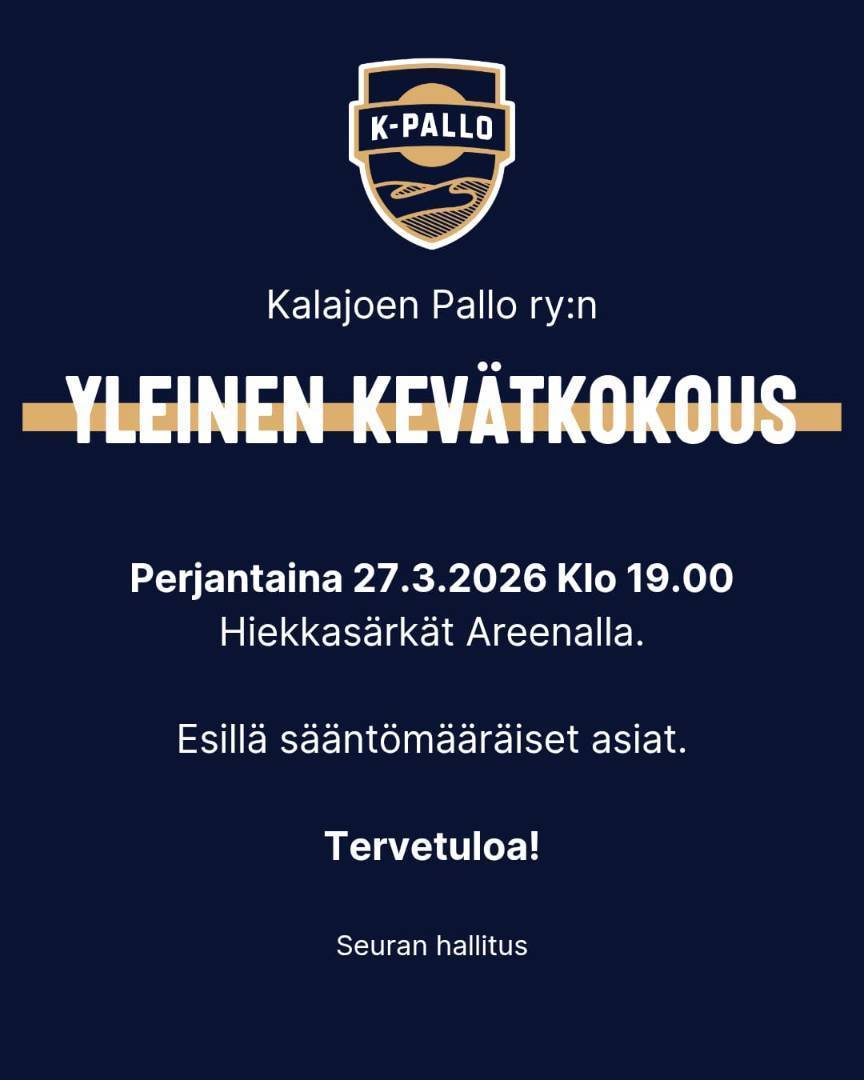 Kalajoen Pallo ry:n kevätkokous 27.3.2026