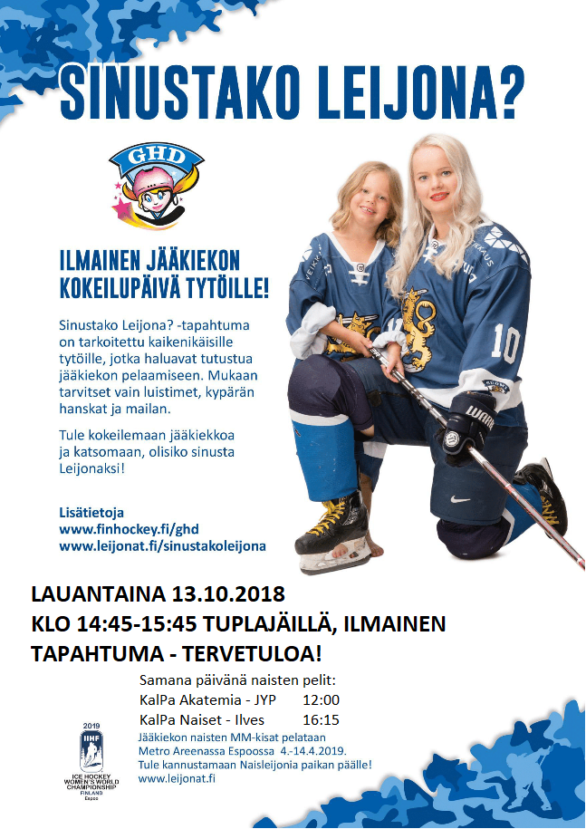 Ilmainen jääkiekon kokeilupäivä tytöille Tuplajäillä 13.10.2018 klo 14:45