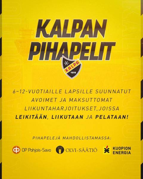 KalPan Pihapelit - Ilmaista liikuntaa 6-12 -vuotiaille, tervetuloa mukaan!