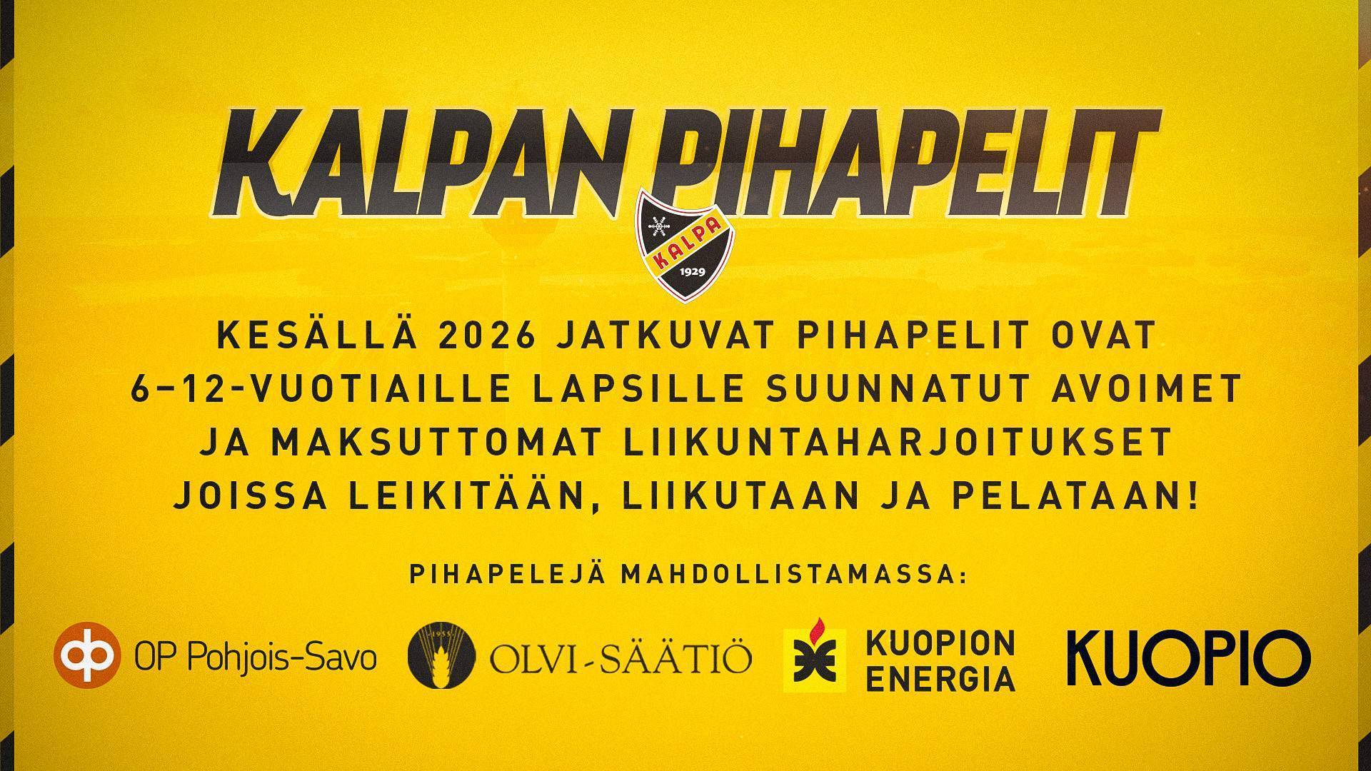 KalPan Pihapelit starttaavat ensiviikolla - Ilmaista liikuntaa 6-12 -vuotiaille!