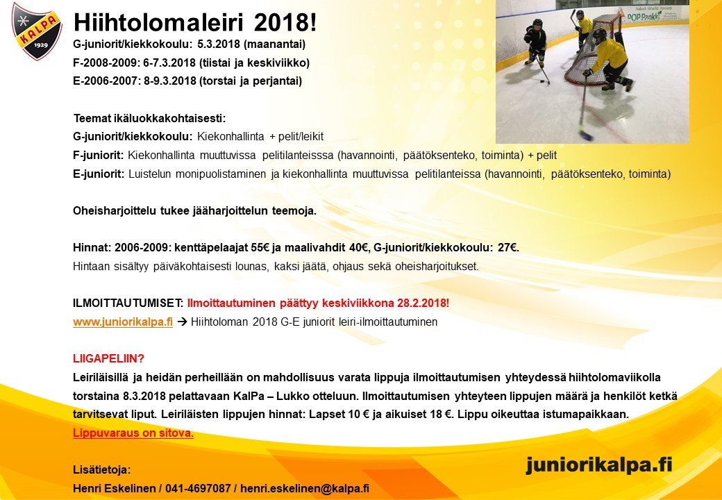 G-E juniorien hiihtolomaleiri 2018