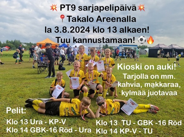 PT9 joukkueella sarjapelit Takalo Areenalla la 3.8. klo 13 alkaen