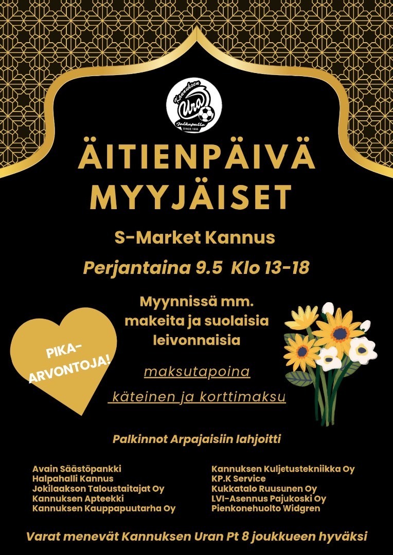 Äitienpäivämyyjäiset S-Marketissa pe 9.5. klo 13-18