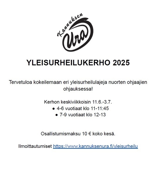 Lasten yleisurheilukerho alkaa 11.6.2025, ilmoittautuminen avattu