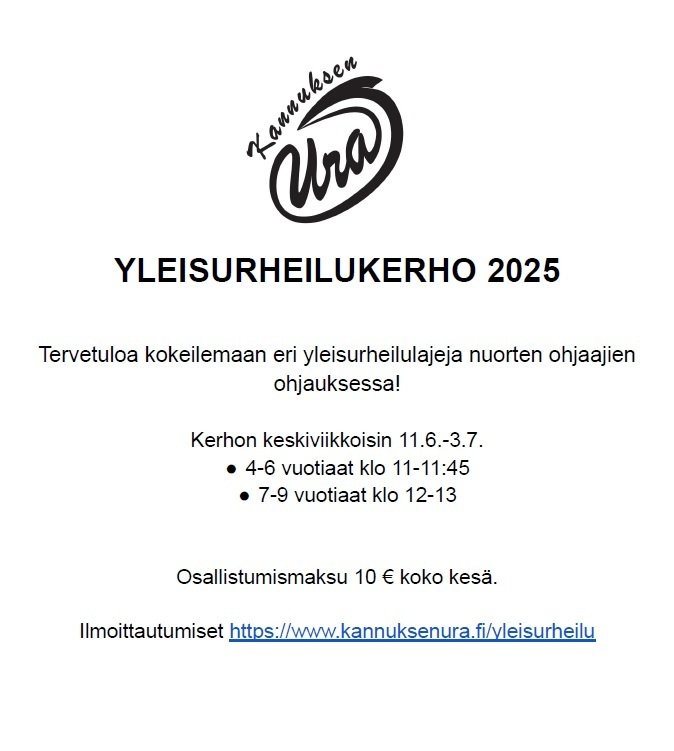 Lasten yleisurheilukerho alkaa 11.6.2025, ilmoittautuminen avattu