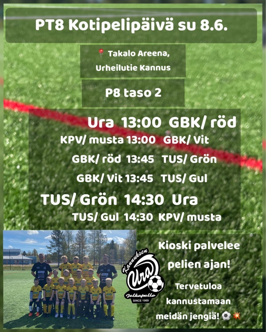 Kotipelipäivä su 8.6 – Tule kannustamaan!