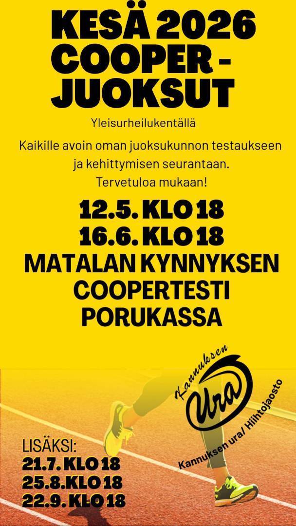 Matalan kynnyksen cooper testi 12.5. ja 16.6.2026