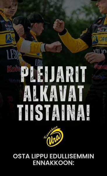 Otteluliput ostettavissa nyt ennakkoon kotisivuilta!