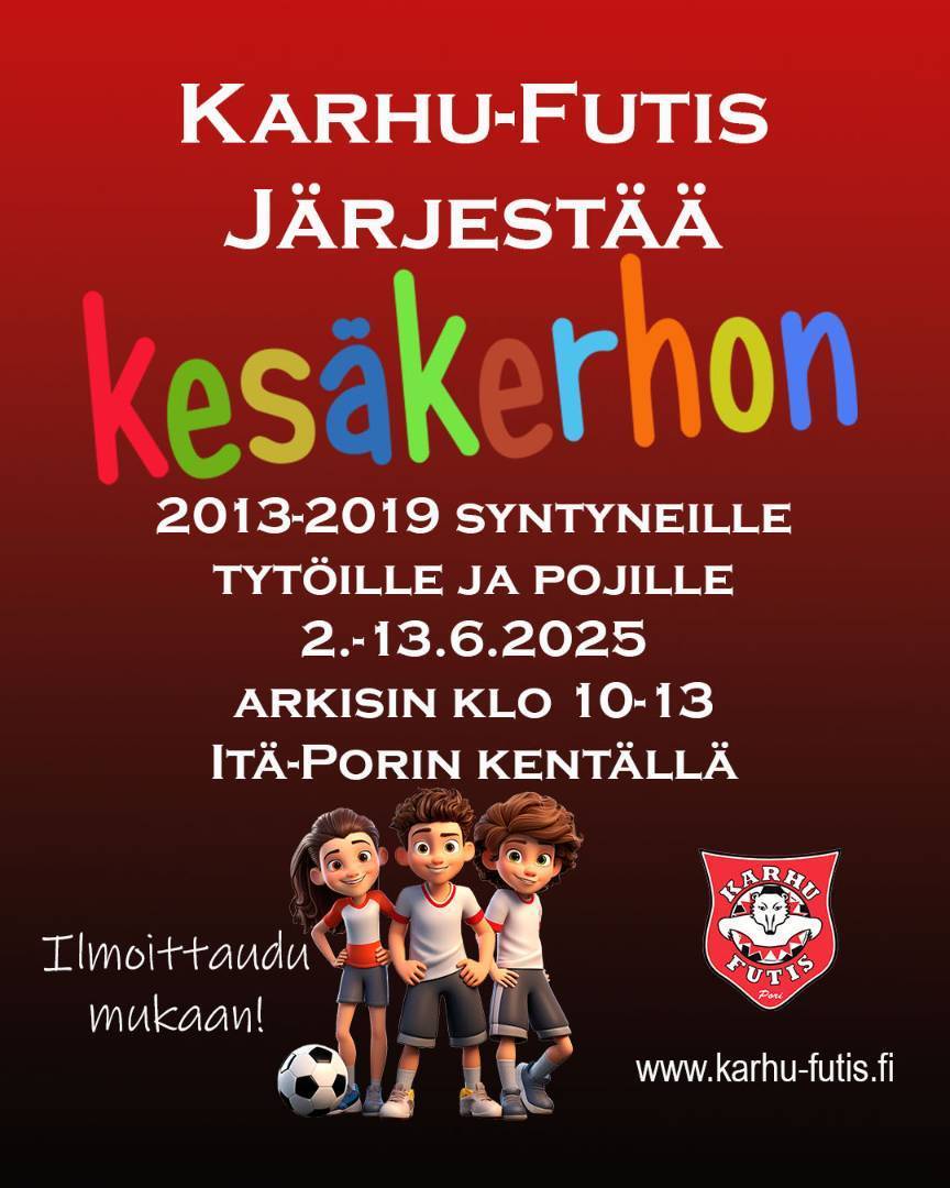 Karhu-Futis järjestää kesäkerhon 2013-2019 syntyneille lapsille