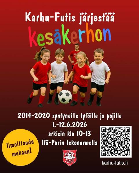 Karhu-Futis järjestää kesäkerhon 2014-2020 syntyneille lapsille