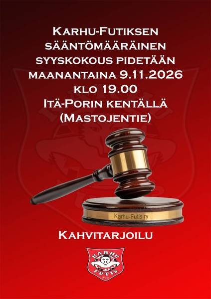 Seuran syyskokous 9.11.2026 klo 19.00