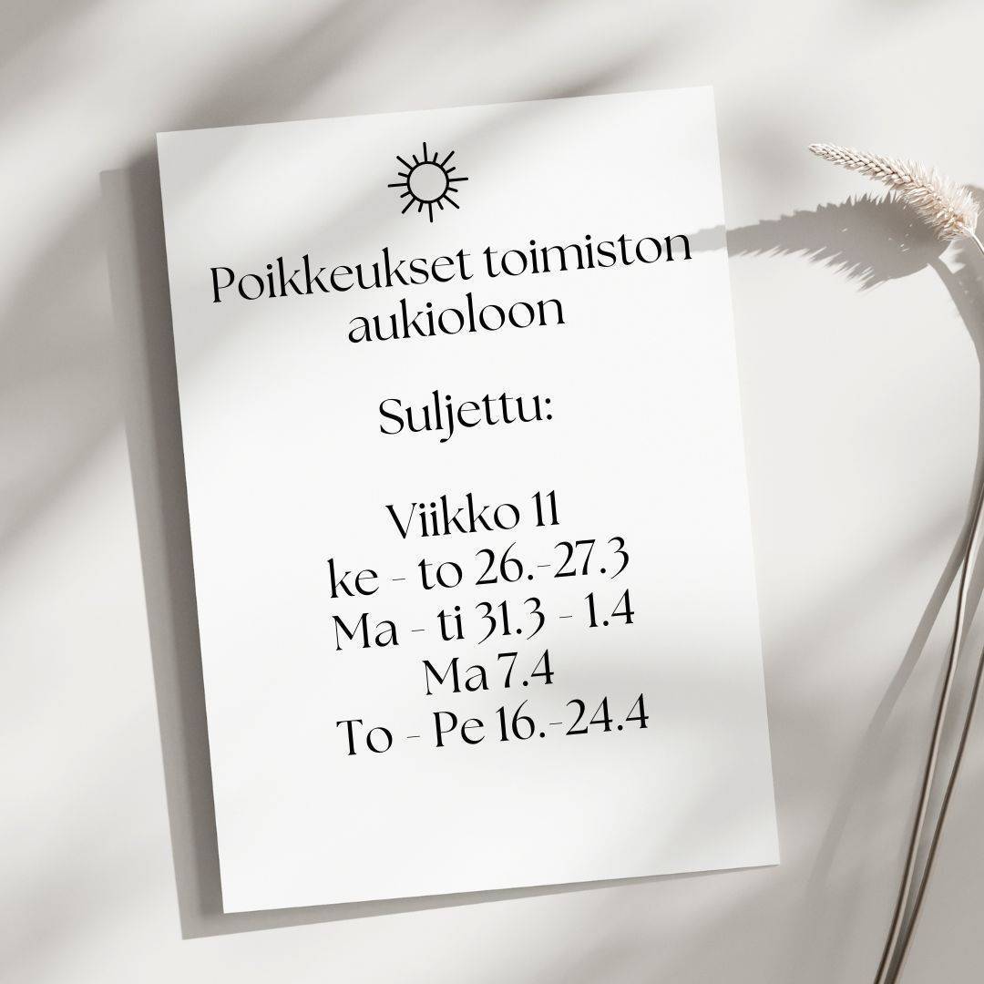 Toimiston poikkeavat aukiolot maalis-huhtikuussa