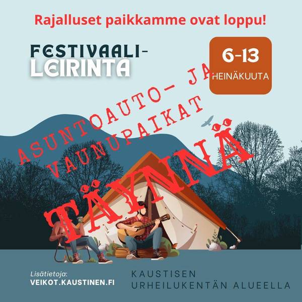 Festivaalileirinnän auto- ja vaunupaikat täynnä