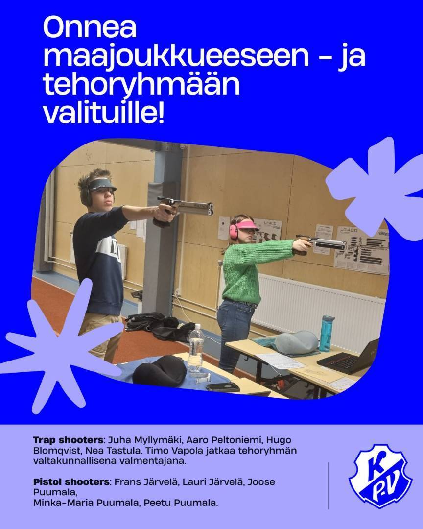 Seuran ampujia valittu maajoukkueeseen ja tehoryhmiin
