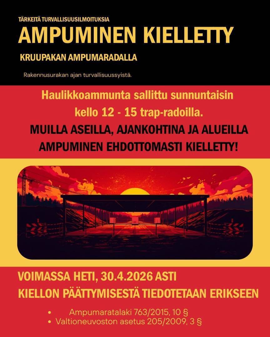 TIEDOTE: Haulikkoammunta sallittu sunnuntaisin klo 12–15