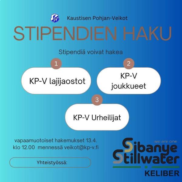 Stipendien haku – Kaustisen Pohjan-Veikot & Sibanye Stillwater Keliber -hanke
