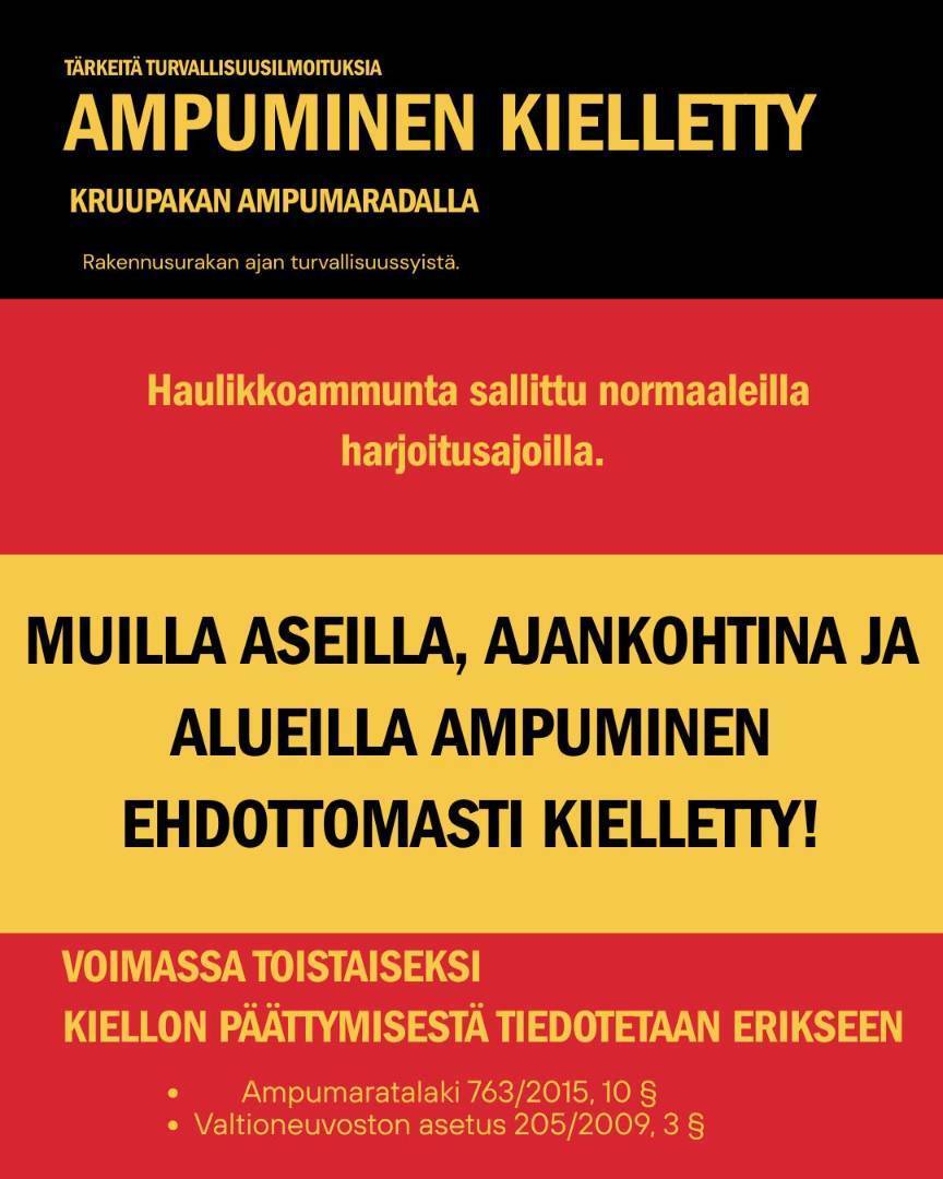 LUOTIASEILLA AMPUMINEN KIELLETTY TOISTAISEKSI
