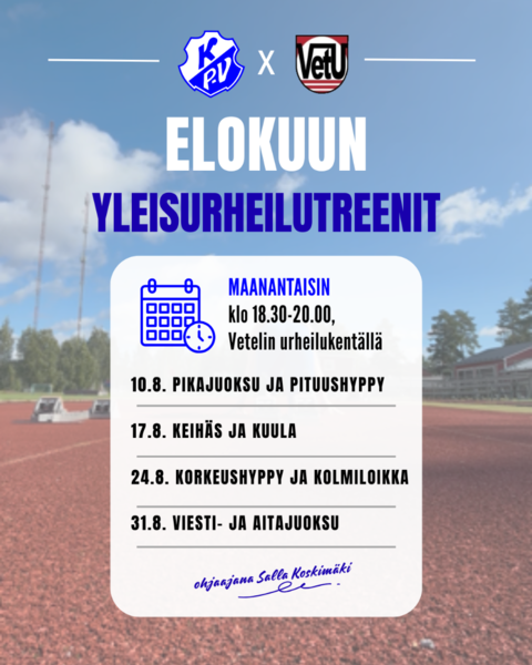 Yleisurheilutreenit jatkuu