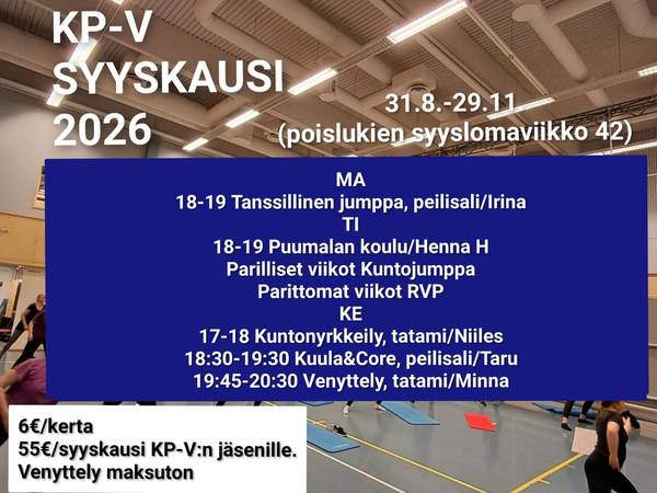 Syyskauden jumpat tarjoavat liikunnan iloa kaikenikäisille