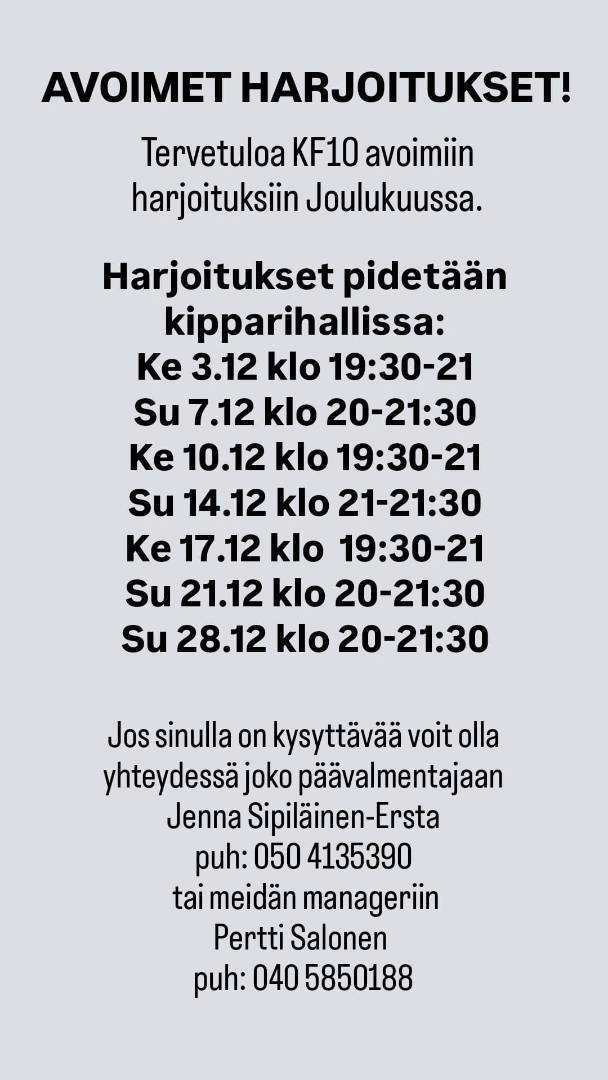 Kymppi aloittaa harjoittelun