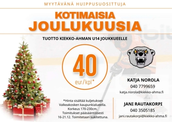 Osta Joulukuusi ja tue Kiekko-Ahmat U14-joukkuetta!