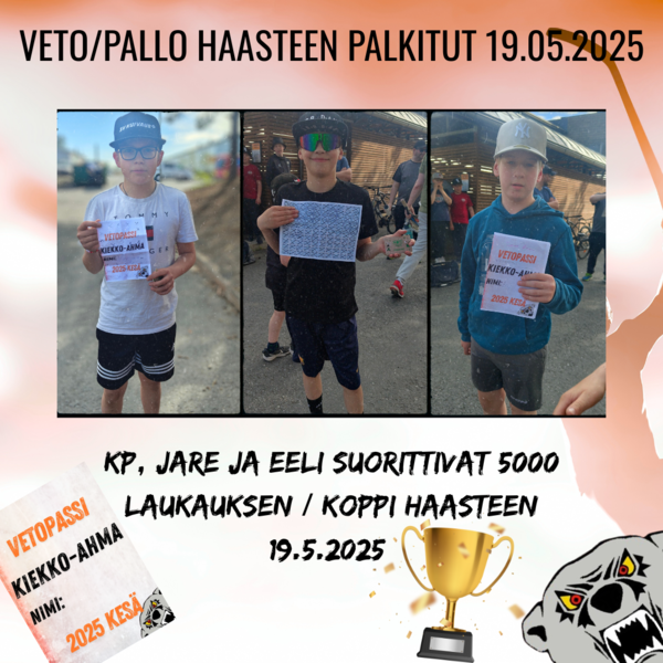 Veto/Pallo haasteen palkitut 19.05.2025