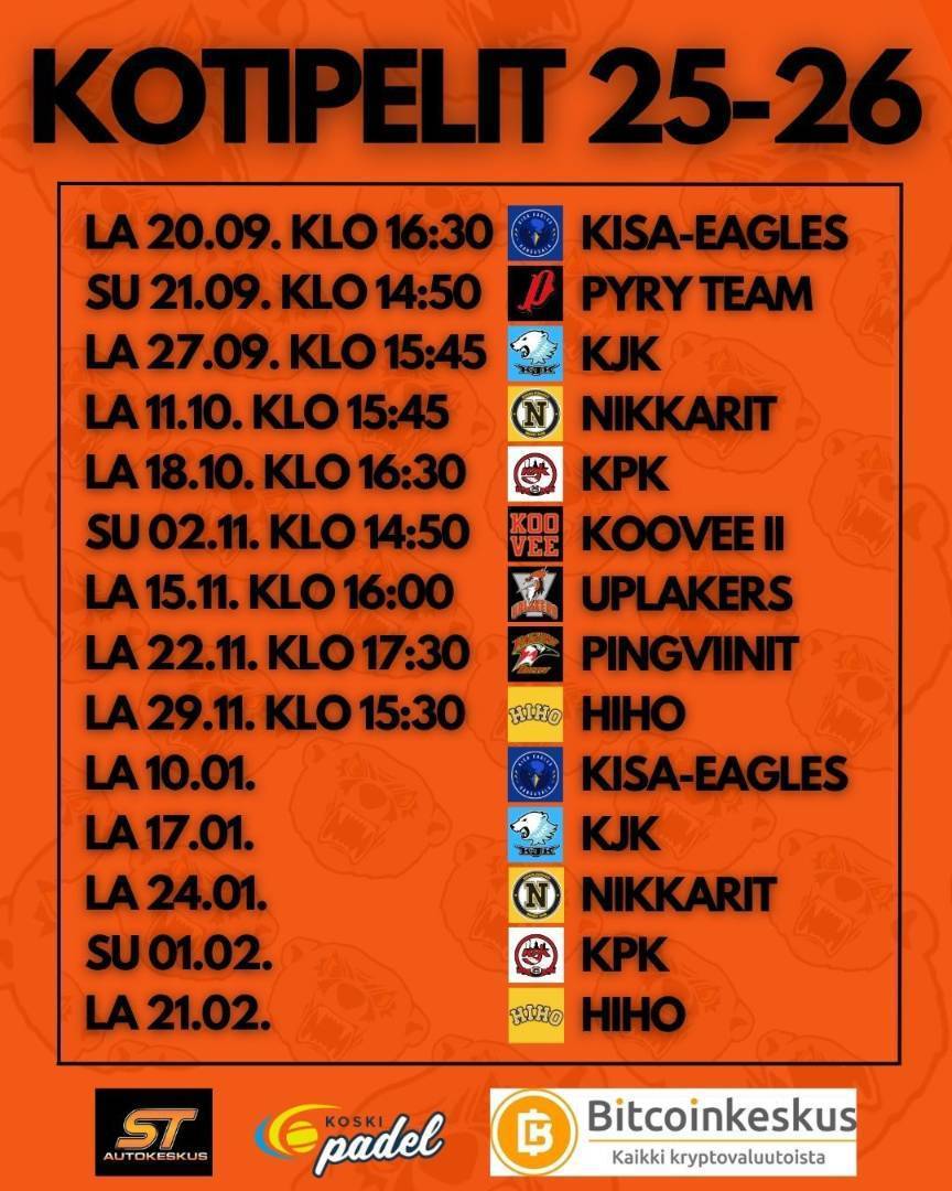 II-divisioona kotiottelut 2025-2026