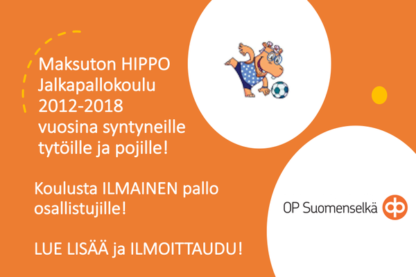 Ilmainen HIPPO Jalkapallokoulu 2012-2018 syntyneille tytöille ja pojille
