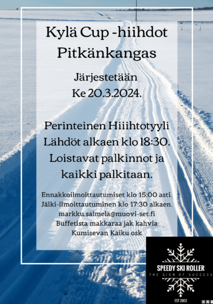 Seuraavat Kylä-cup hiihdot Pitkälläkankaalla 20.3.2024