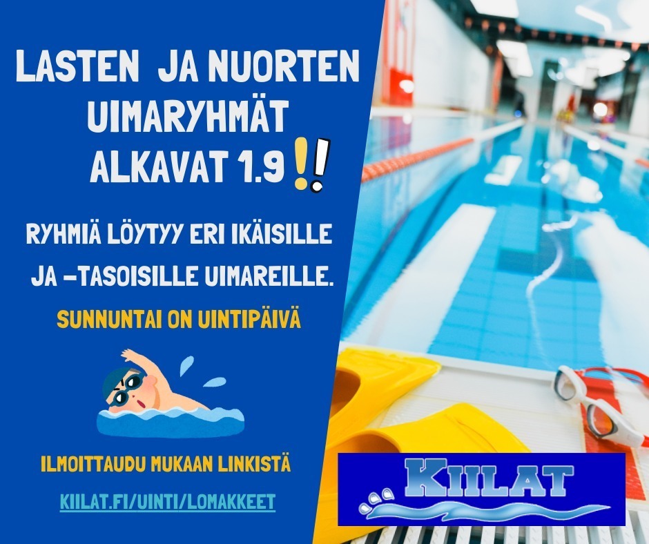 Lasten ja Nuorten uimaryhmät alkavat 1.9