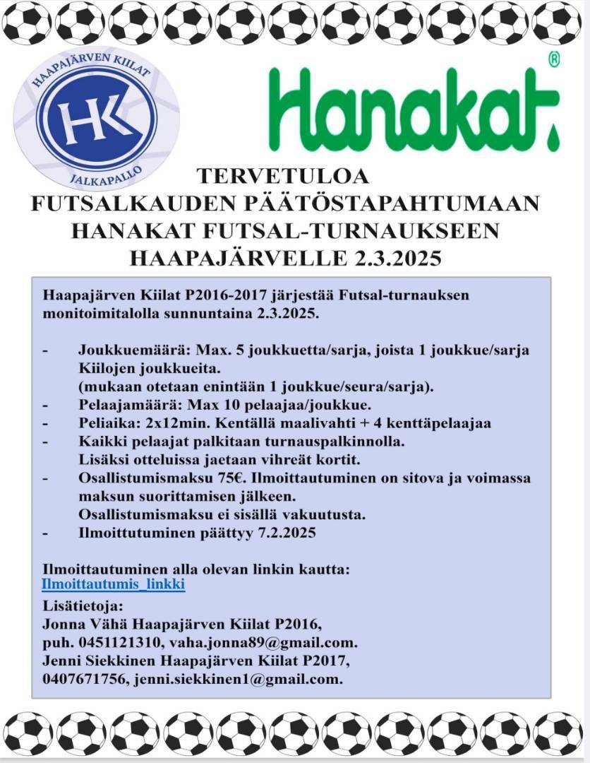 Tervetuloa futsal-turnaukseen!