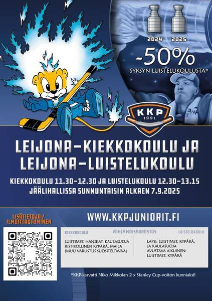 Luistelu- ja kiekkokoulun aloitus 7.9.2025 Jäälihallilla.