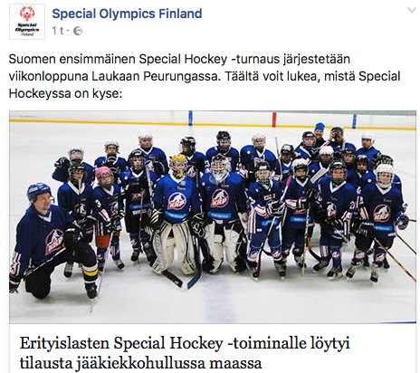 Special Olympics huomioi Special Hockey turnauksen! 