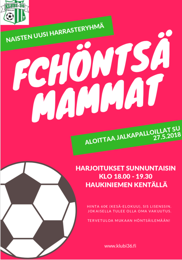 FC HöntsäMammat pelailee sunnuntaisin 18:00-19:30