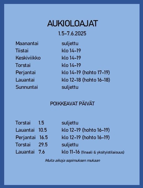 Keilahallin aukioloajat 1.5-7.6