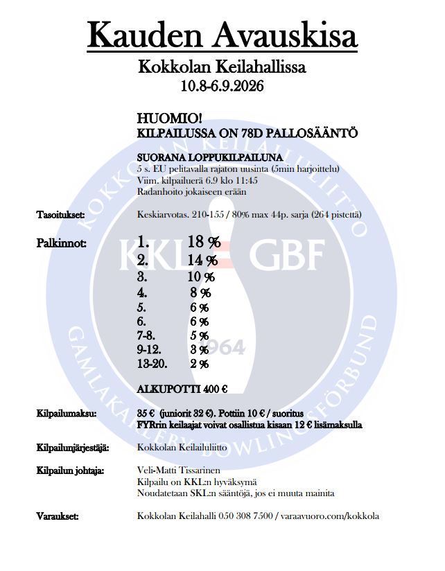 Kauden Avauskisa - palkinnot