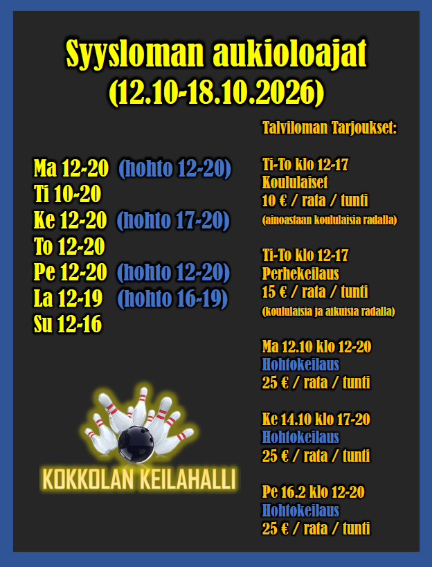 Syysloman tarjoukset ja aukioloajat