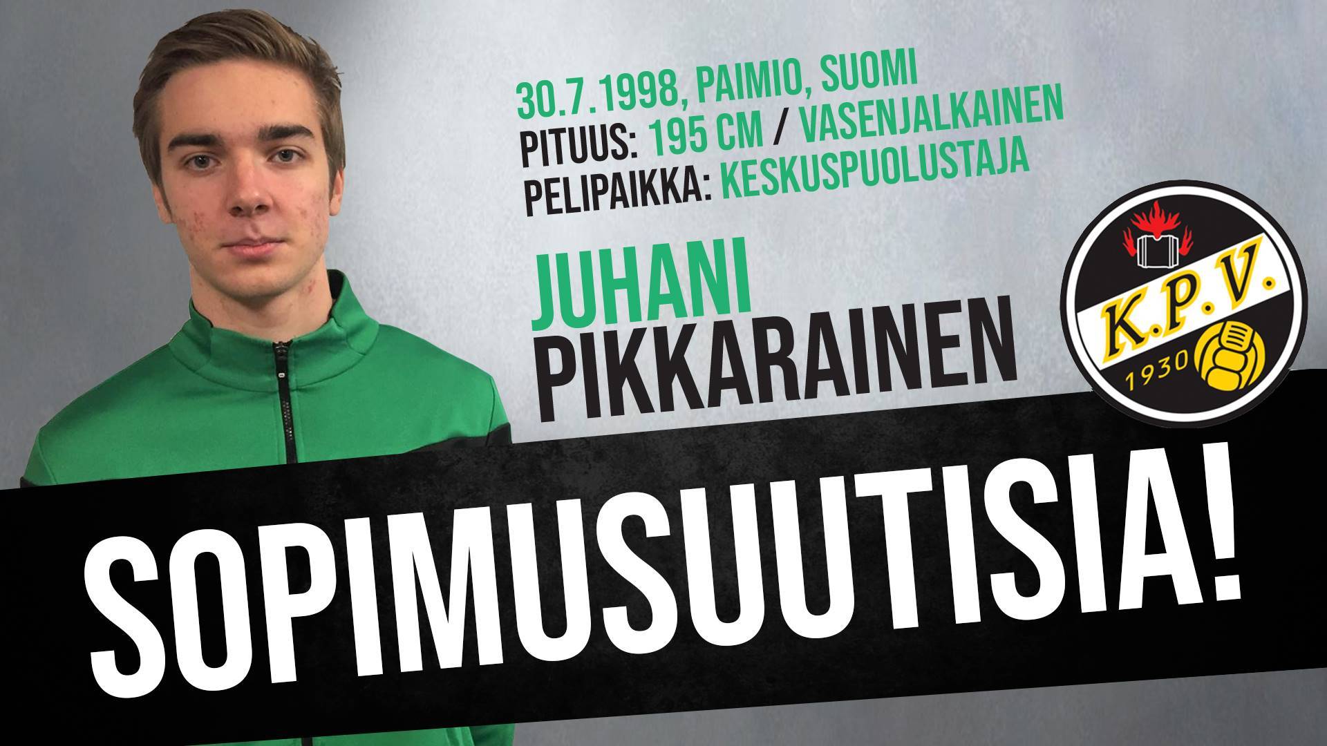 SOPIMUSUUTISIA: Topparilupaus Juhani Pikkarainen KPV:n takalinjoille