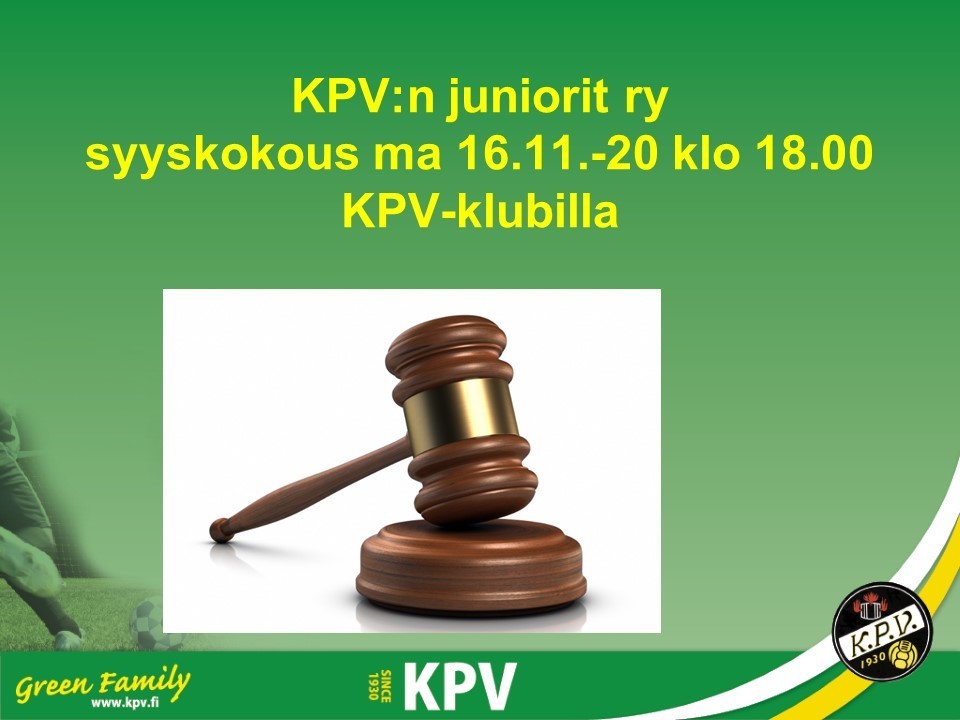 KPV:n Juniorit ry syyskokous 16.11