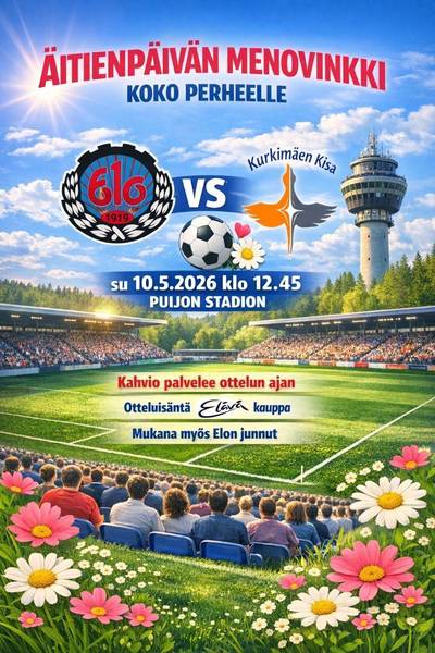 Elo vs KuKi äitienpäivänä 10.5.klo 12.45