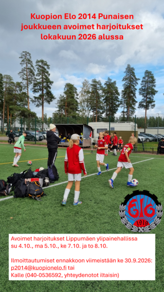 Kuopion Elo 2014 Punaisen joukkueen avoimet harjoitukset 2026