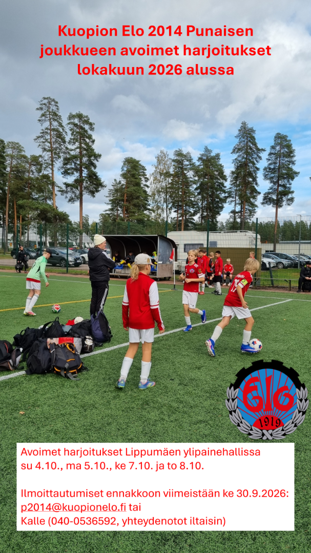 Kuopion Elo 2014 Punaisen joukkueen avoimet harjoitukset 2026
